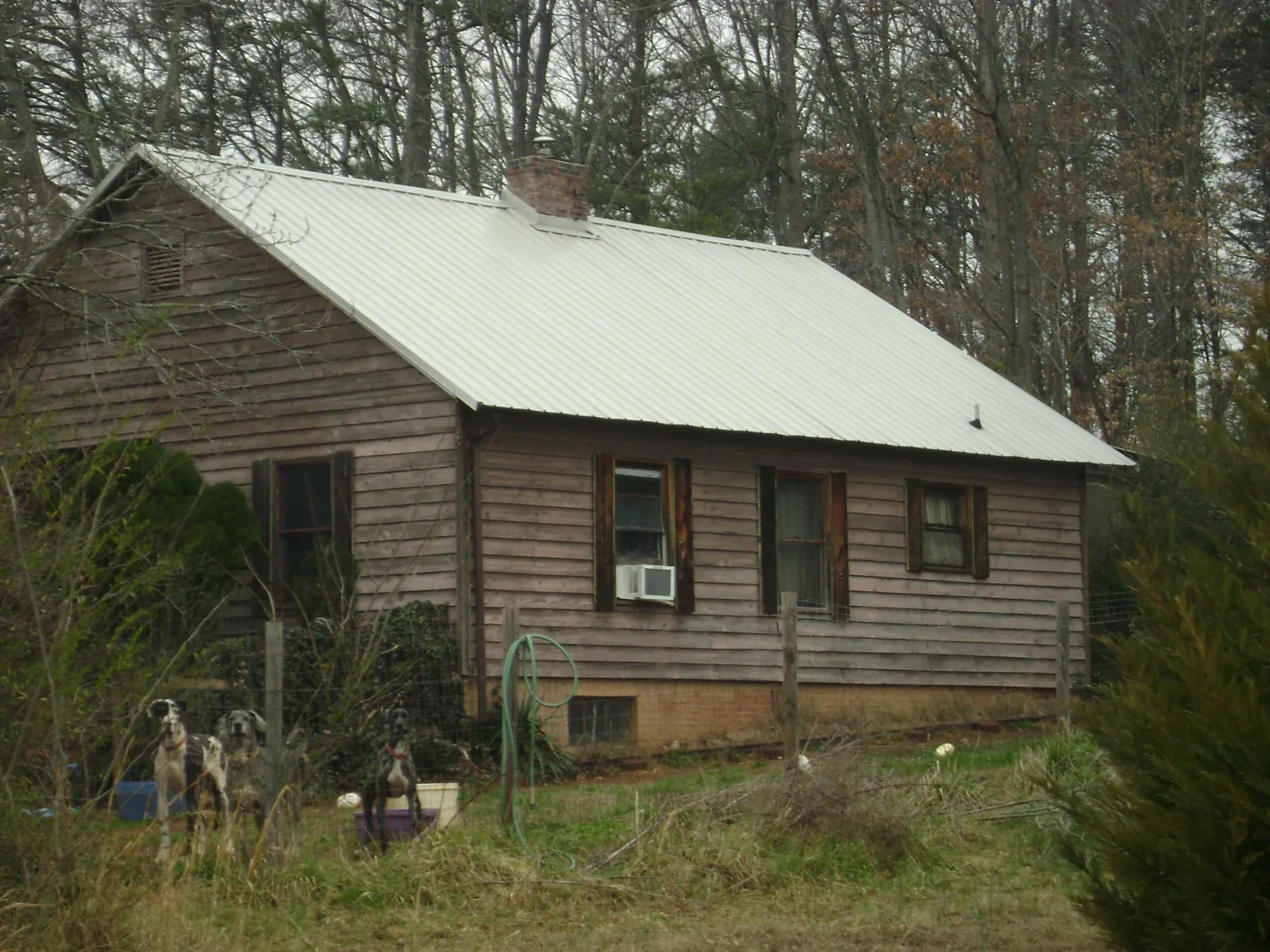 White metal roof on an old wood sided farmhouse, from a Asphalt Shingle Roof Repair job in Jetersville